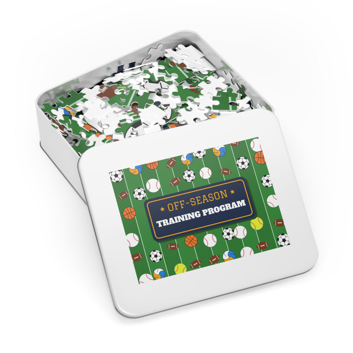 Off-Season Training Program Sports Ball Jigsaw Puzzle with Tin