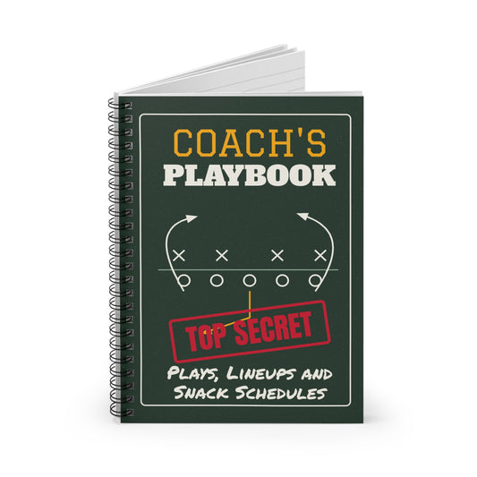 Coach's Playbook Spiral Notebook, Top Secret Plays, Lineups and Snack Schedules