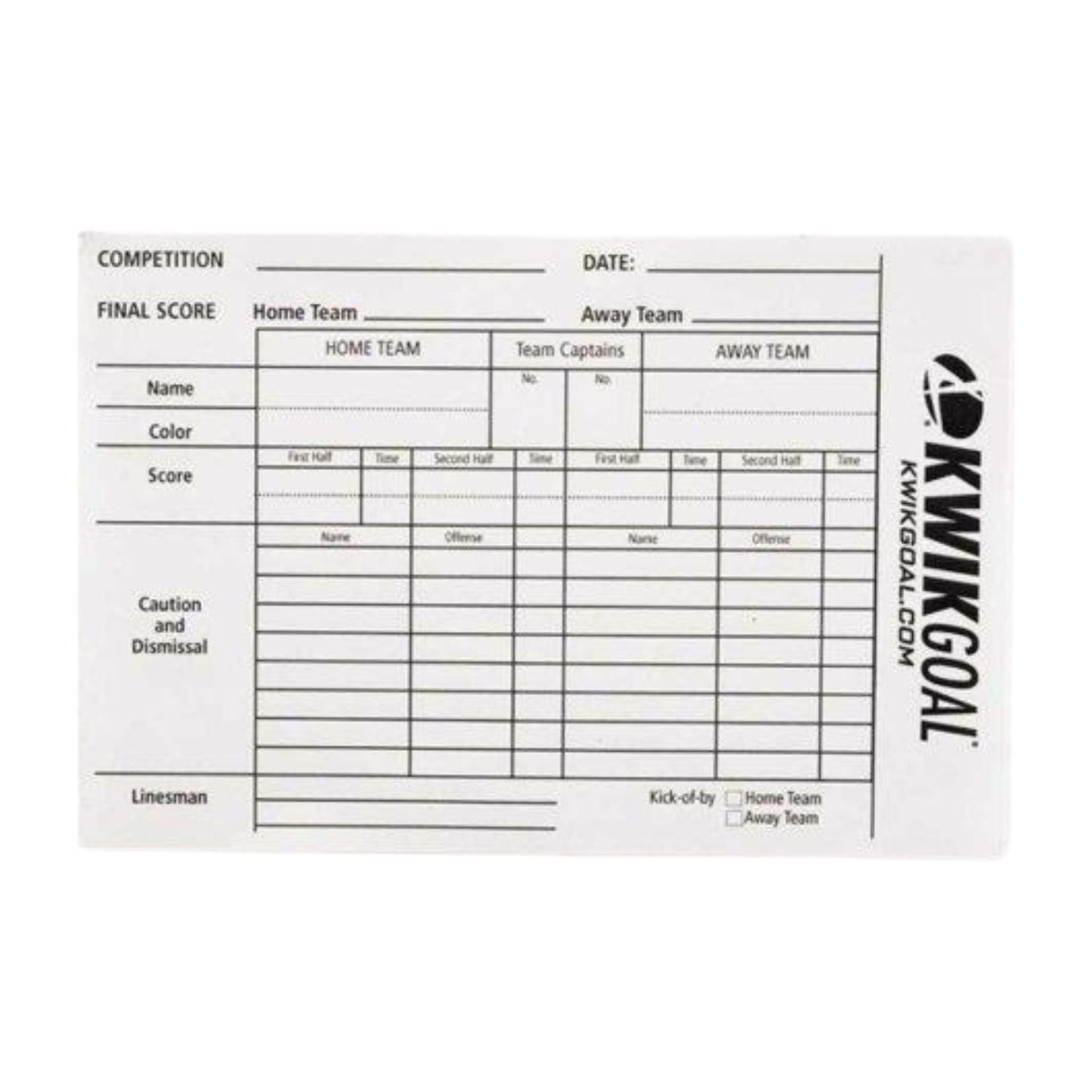 Kwik Referee Score Sheet