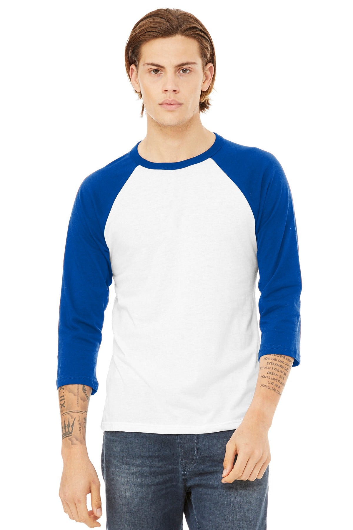 BELLA+CANVAS ® Unisex 3/4-Sleeve Baseball Tee. BC3200