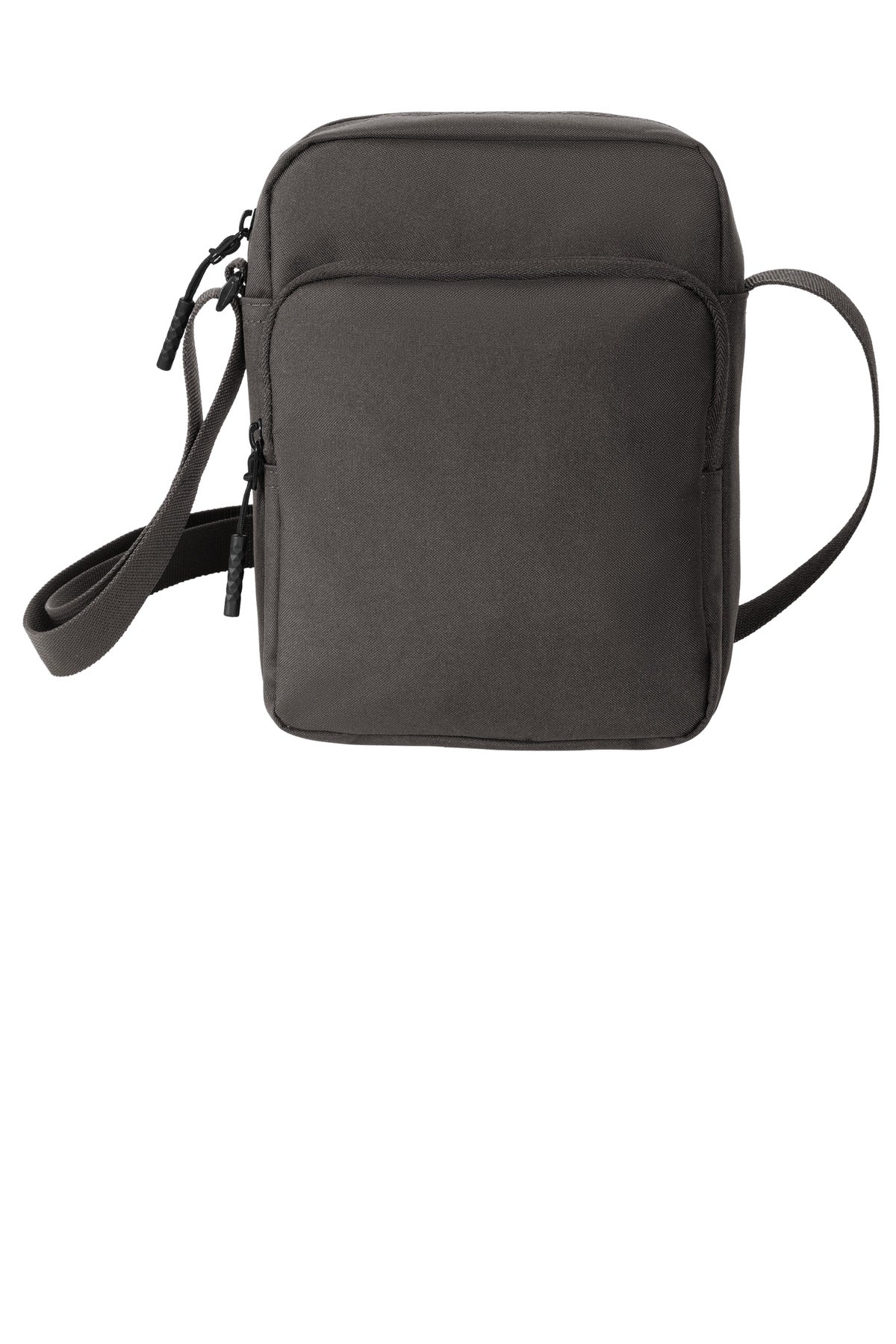 Black crossbody bag on a white background