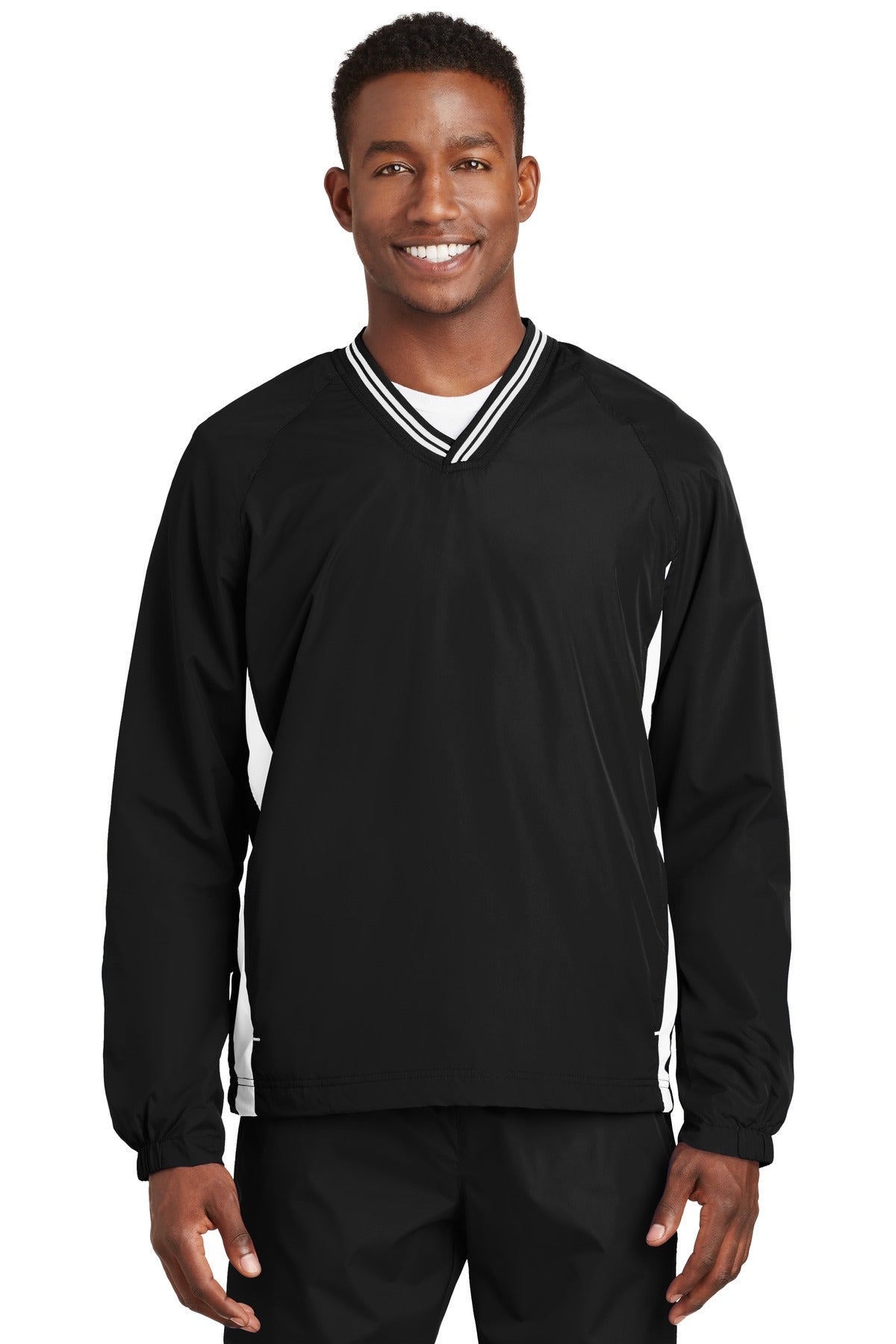 Sport-Tek ® Tipped V-Neck Raglan Wind Shirt. JST62