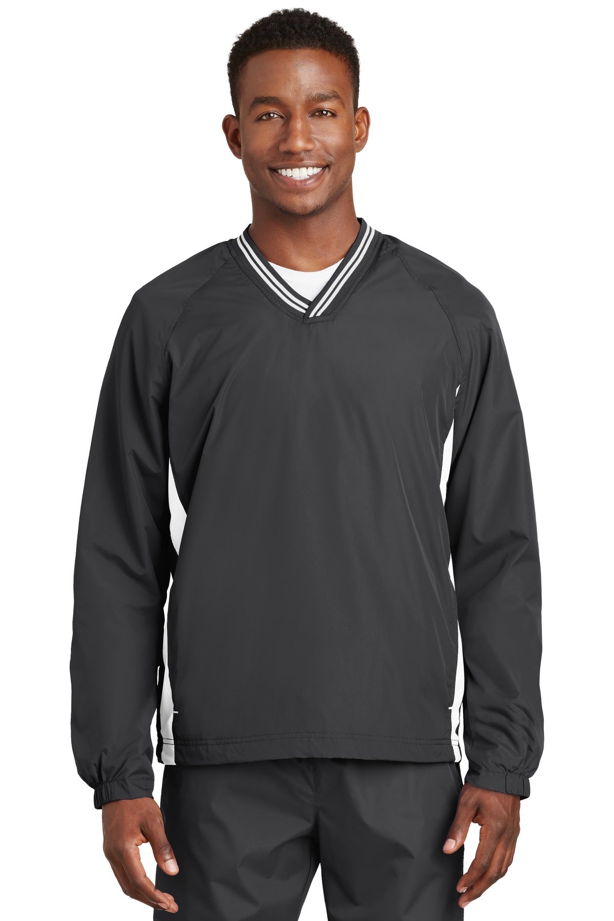 Sport-Tek ® Tipped V-Neck Raglan Wind Shirt. JST62