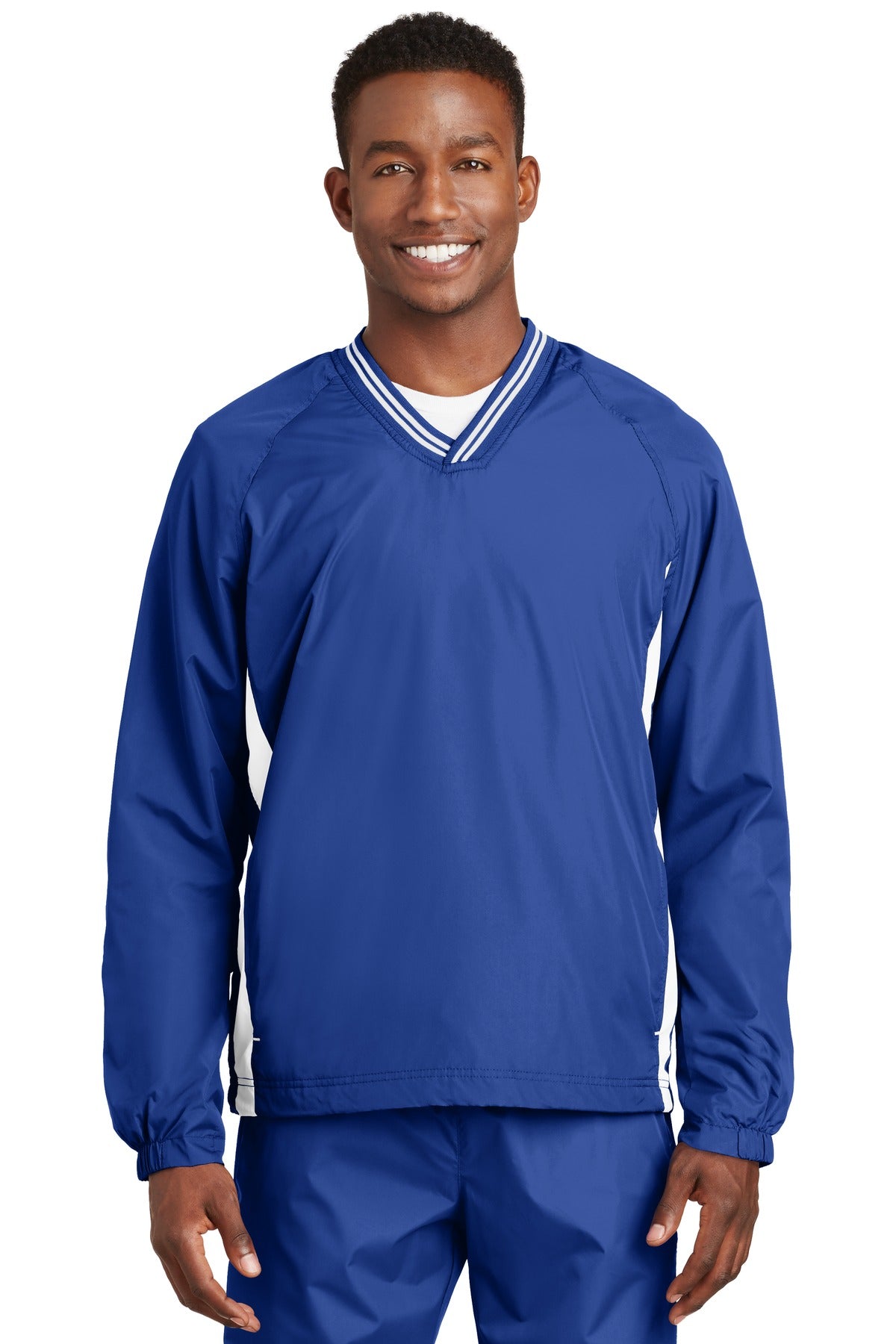 Sport-Tek ® Tipped V-Neck Raglan Wind Shirt. JST62