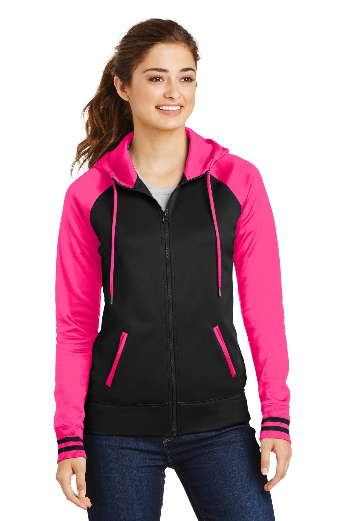 Sport-Tek ® Women's Sport-Wick ® Varsity Fleece Full-Zip Hooded Jacket. LST236
