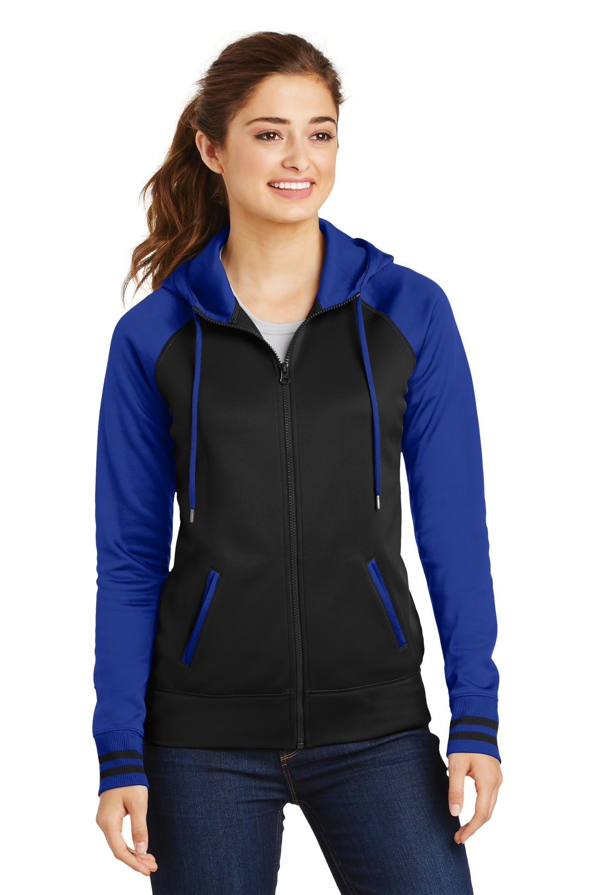 Sport-Tek ® Women's Sport-Wick ® Varsity Fleece Full-Zip Hooded Jacket. LST236