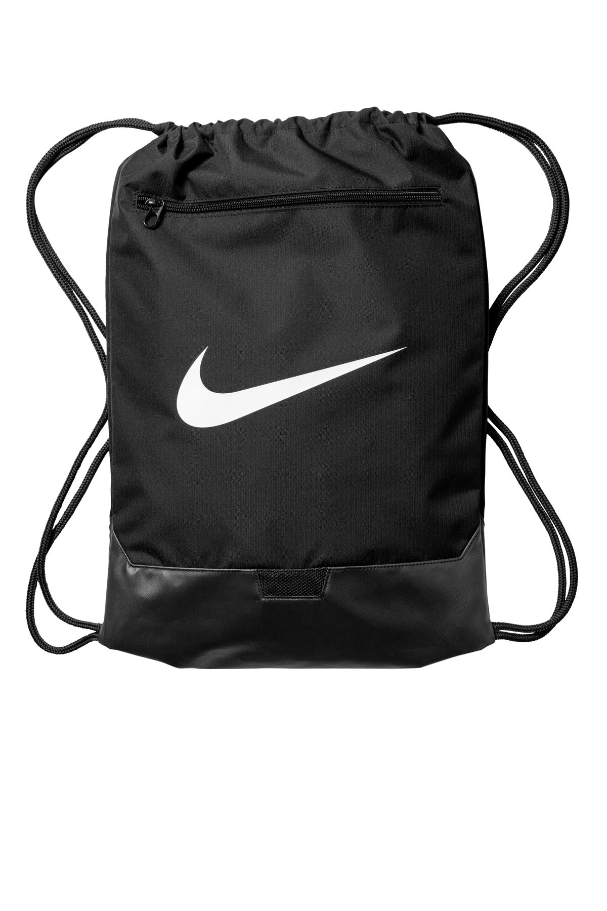 Black drawstring bag with Nike logo on a white background