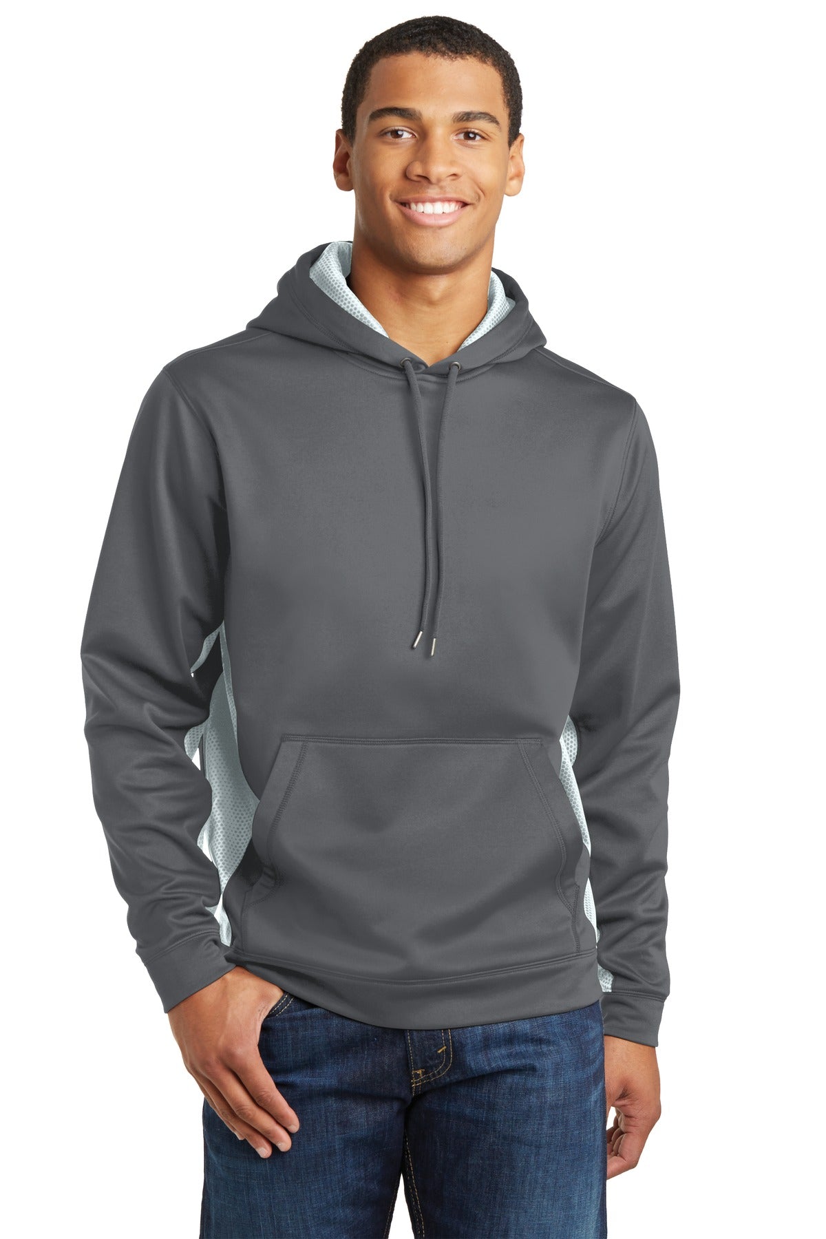 Sport-Tek ® Sport-Wick ® CamoHex Fleece Colorblock Hooded Pullover. ST239