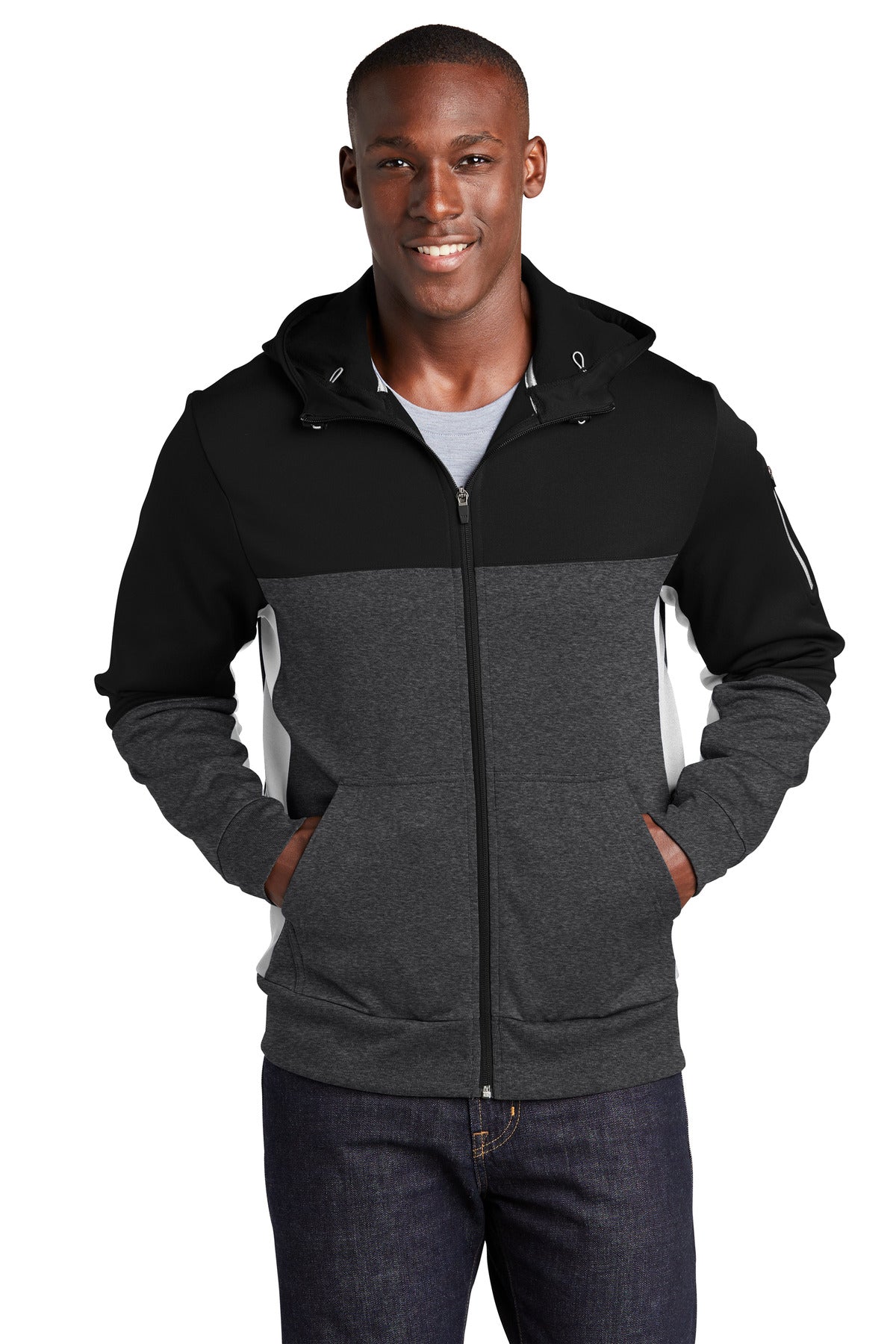 Sport-Tek ® Tech Fleece Colorblock Full-Zip Hooded Jacket. ST245