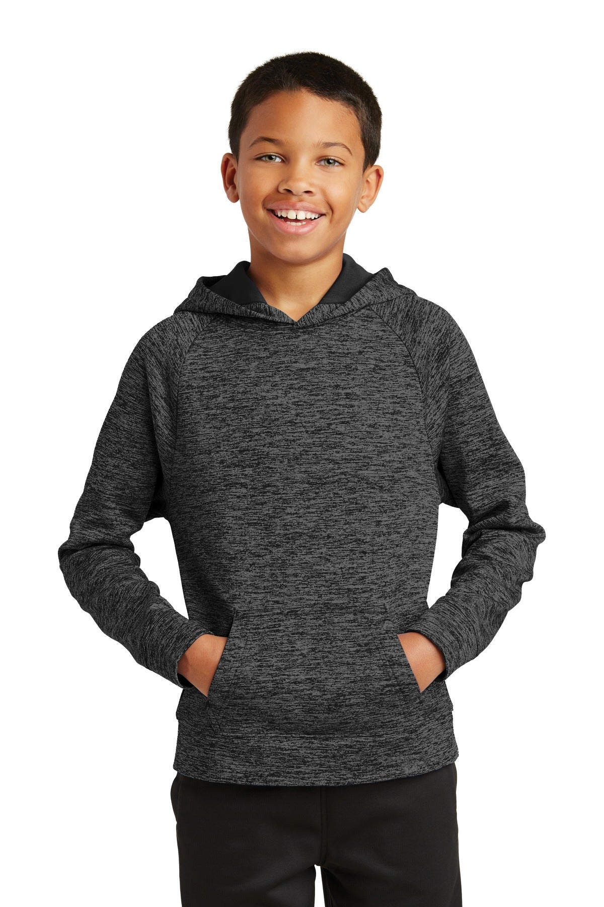 Sport-Tek ® Youth PosiCharge ® Electric Heather Fleece Hooded Pullover. YST225