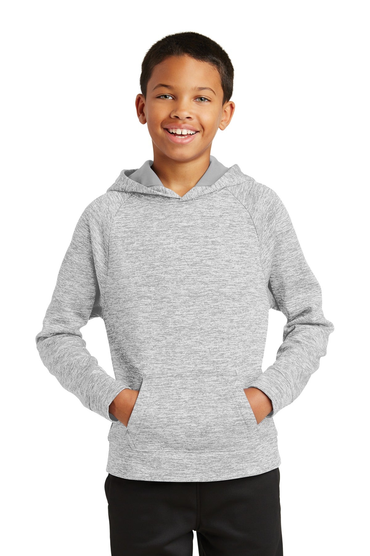 Sport-Tek ® Youth PosiCharge ® Electric Heather Fleece Hooded Pullover. YST225