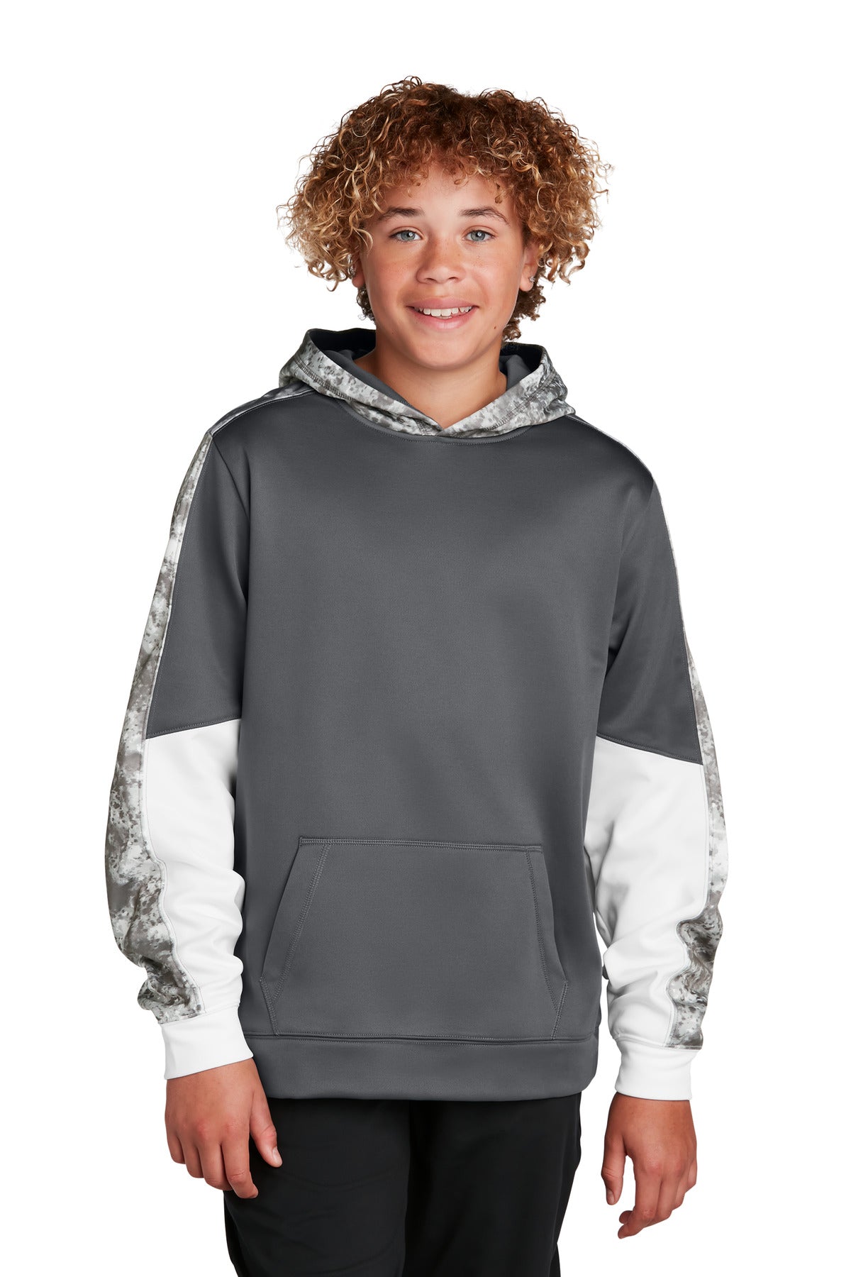Sport-Tek ® Youth Sport-Wick ® Mineral Freeze Fleece Colorblock Hooded Pullover. YST231