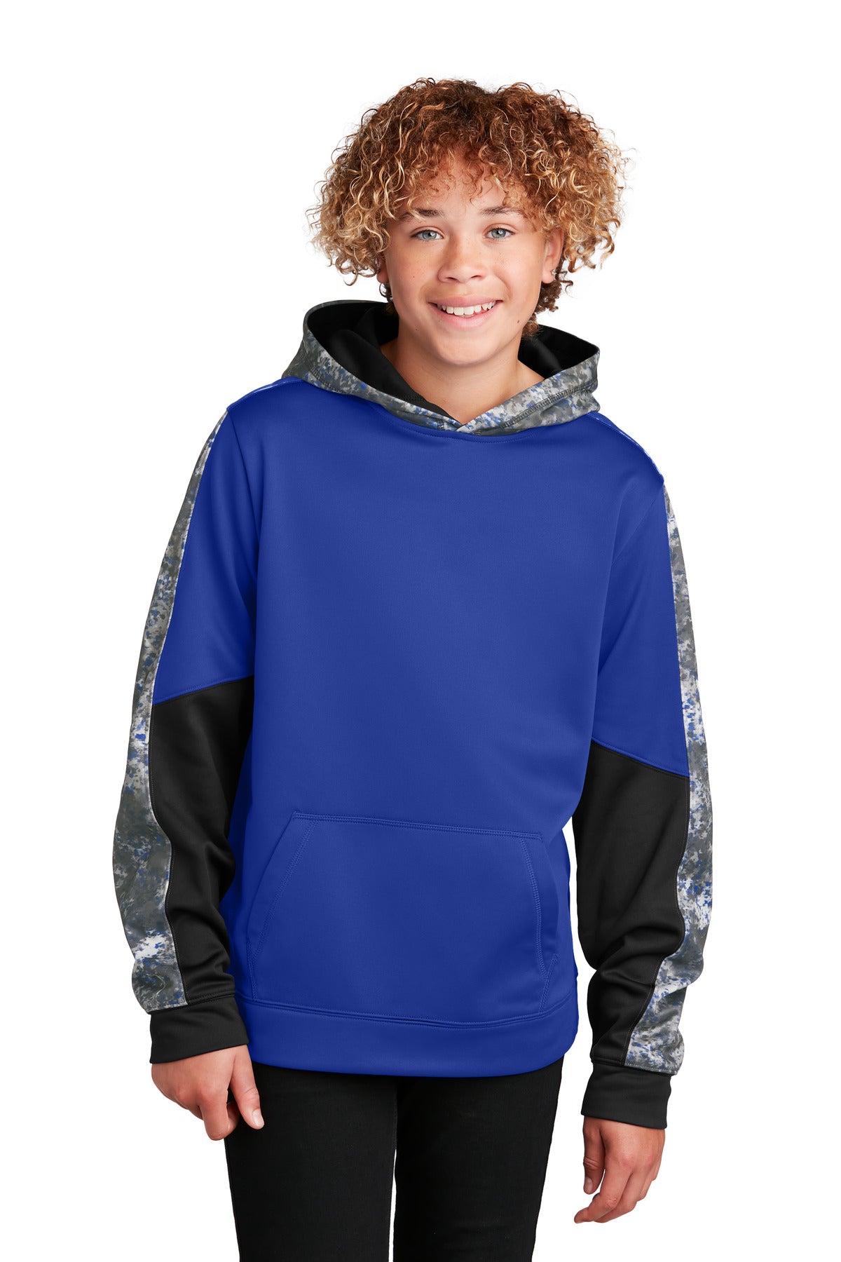 Sport-Tek ® Youth Sport-Wick ® Mineral Freeze Fleece Colorblock Hooded Pullover. YST231