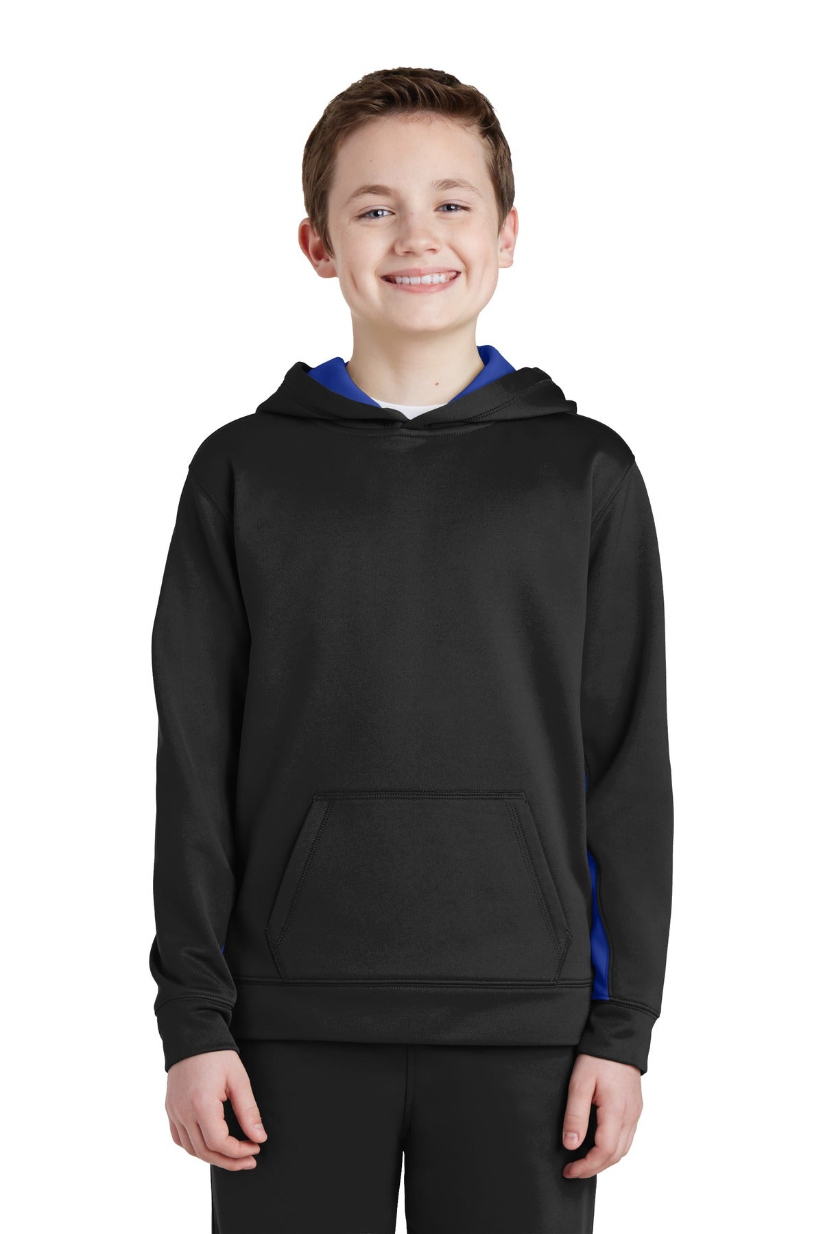 Sport-Tek ® Youth Sport-Wick ® Fleece Colorblock Hooded Pullover. YST235