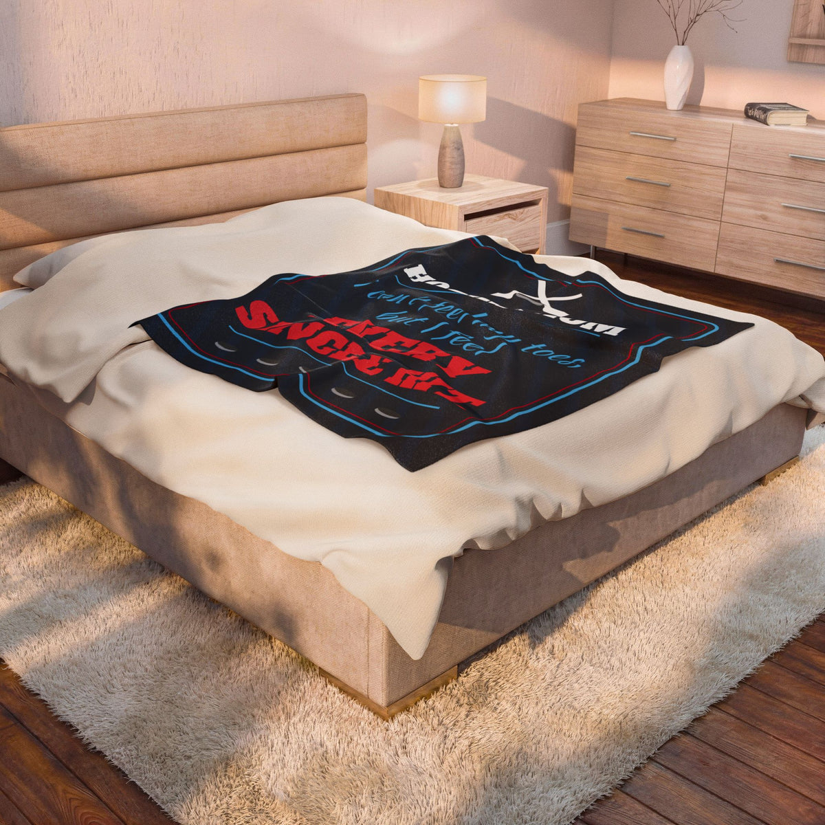 Hockey Mom Velveteen Plush Blanket, I Can't Feel My Toes but I Feel Every Single Hit