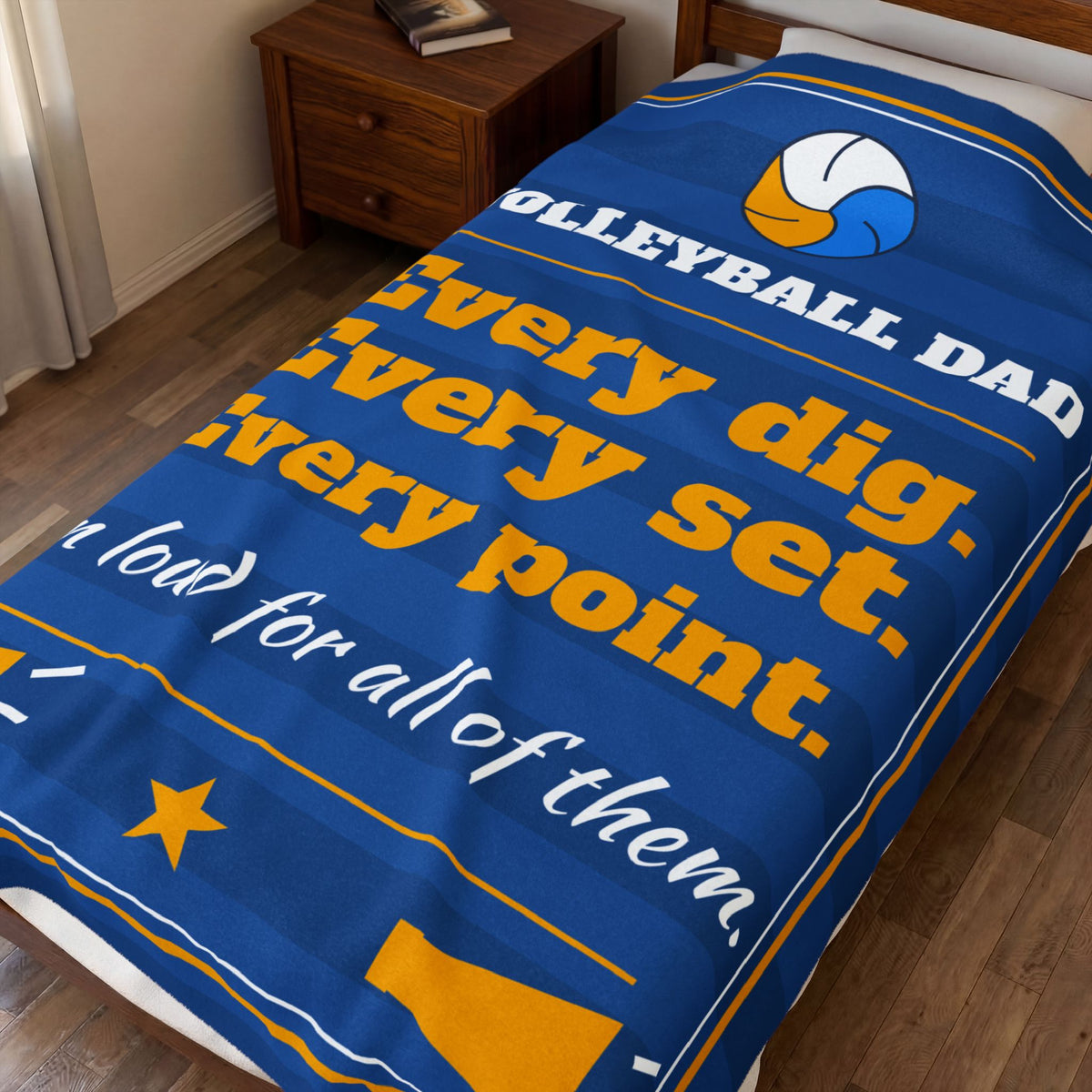 Volleyball Dad Velveteen Plush Blanket, Every Dig, Every Set, Every Point, I'm Loud for All of Them