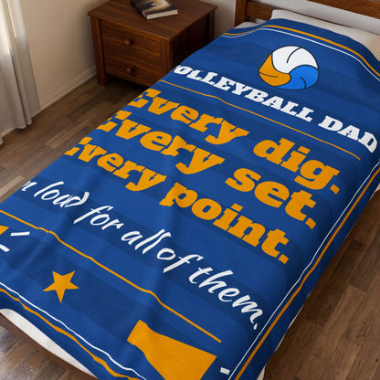 Volleyball Dad Velveteen Plush Blanket, Every Dig, Every Set, Every Point, I'm Loud for All of Them