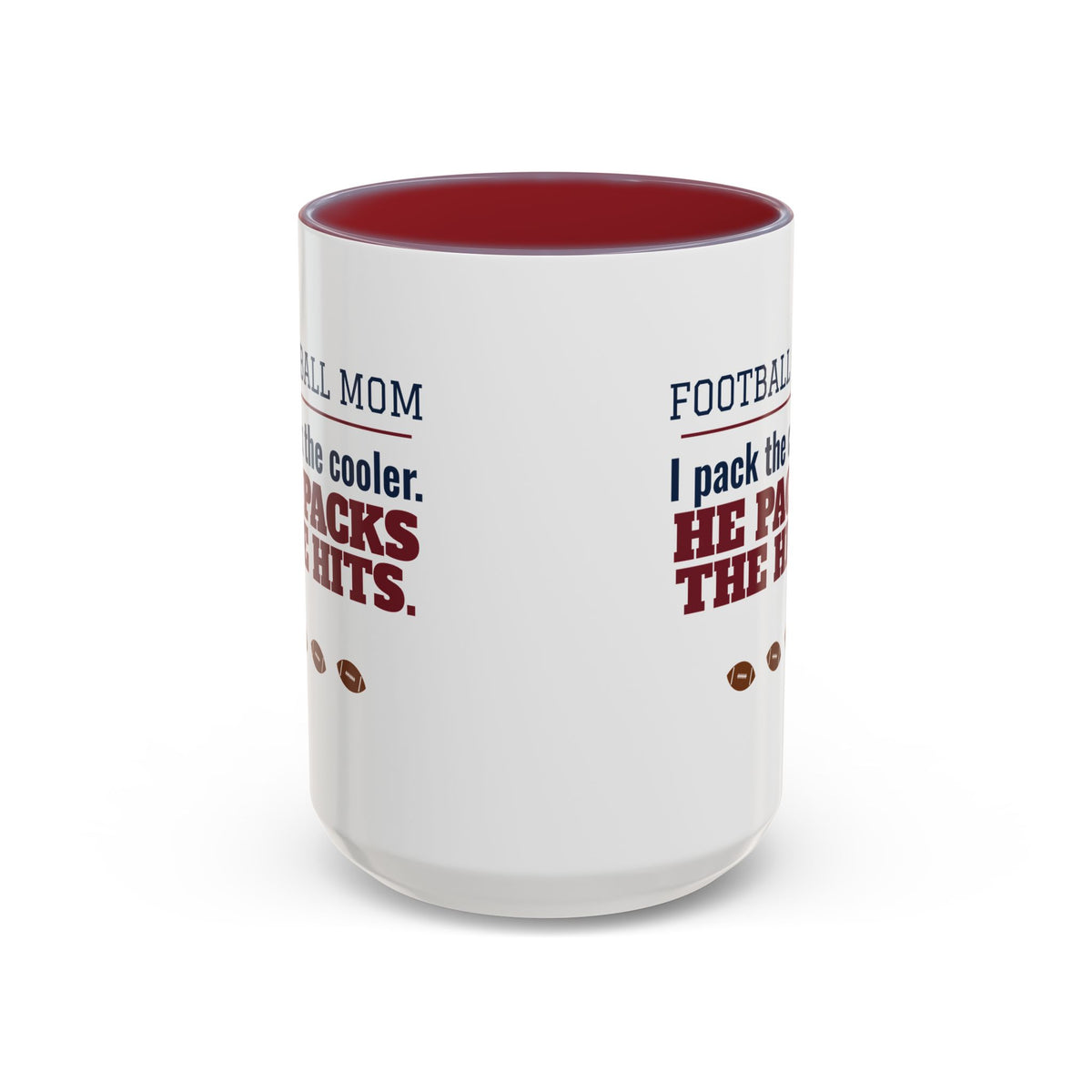 Football Mom Mug, I Pack the Cooler, He Packs the Hits