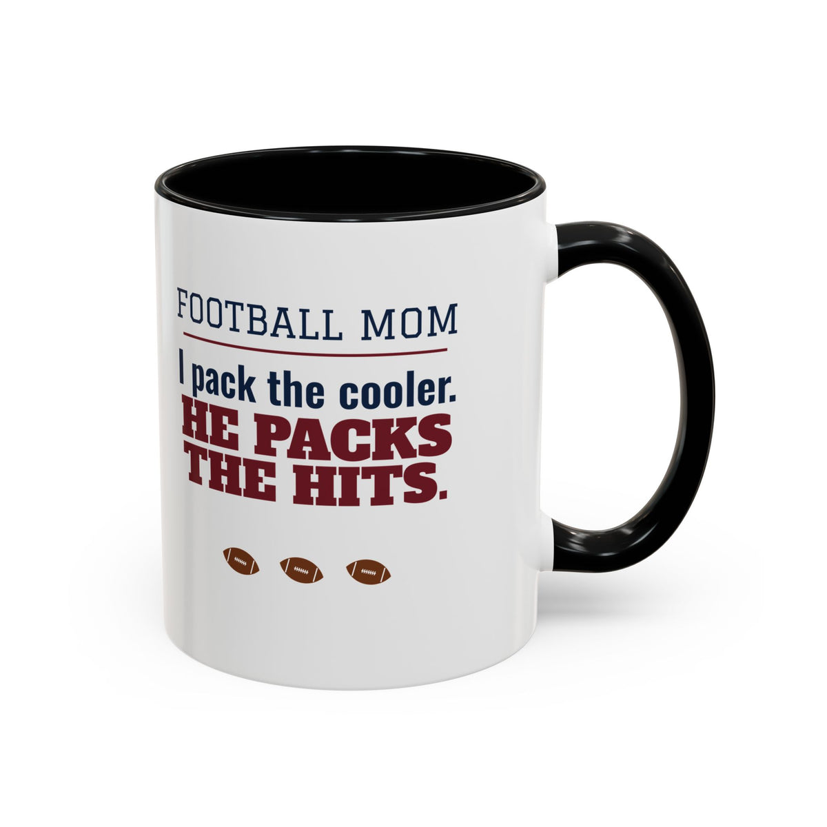 Football Mom Mug, I Pack the Cooler, He Packs the Hits