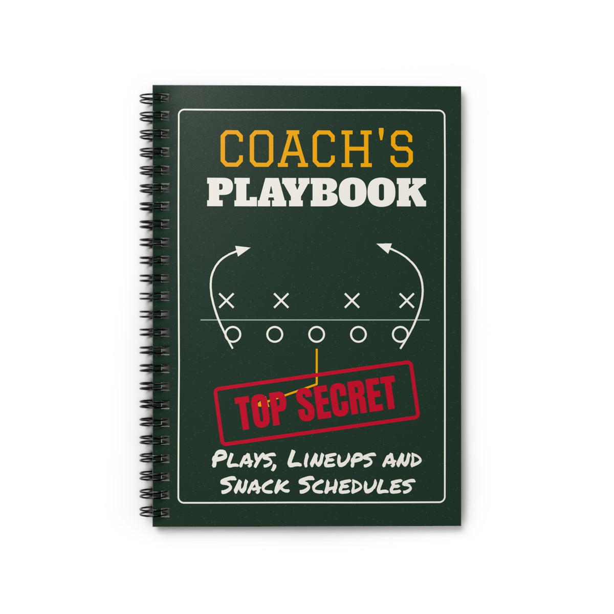 Coach's Playbook Spiral Notebook, Top Secret Plays, Lineups and Snack Schedules