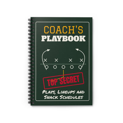 Coach's Playbook Spiral Notebook, Top Secret Plays, Lineups and Snack Schedules