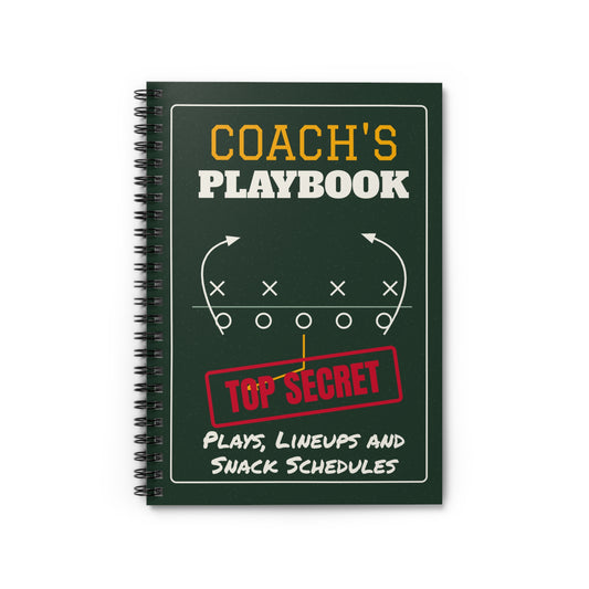 Coach's Playbook Spiral Notebook, Top Secret Plays, Lineups and Snack Schedules
