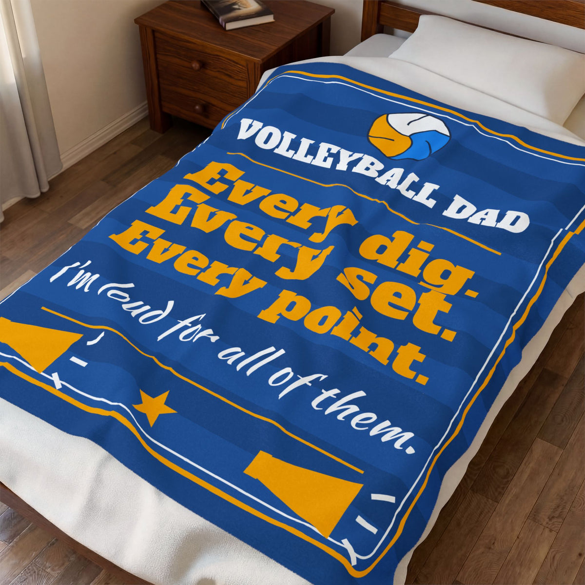 Volleyball Dad Velveteen Plush Blanket, Every Dig, Every Set, Every Point, I'm Loud for All of Them