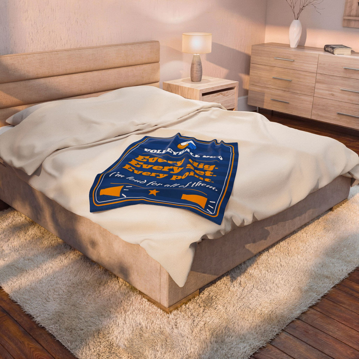 Volleyball Dad Velveteen Plush Blanket, Every Dig, Every Set, Every Point, I'm Loud for All of Them