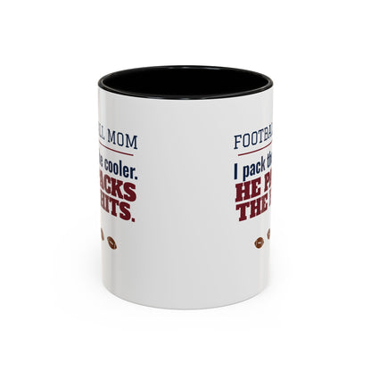 Football Mom Mug, I Pack the Cooler, He Packs the Hits