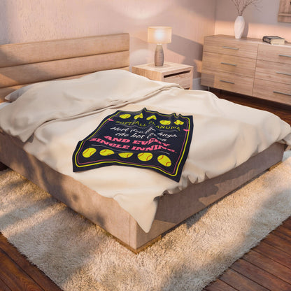 Softball Grandma Velveteen Plush Blanket, Here for the Hugs, the Hot Cocoa and Every Single Inning