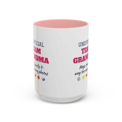 Unofficial Team Grandma Coffee Mug, Hugs, Snacks and Way Too Many Photos