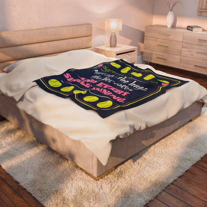 Softball Grandma Velveteen Plush Blanket, Here for the Hugs, the Hot Cocoa and Every Single Inning