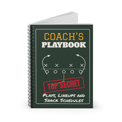 Coach's Playbook Spiral Notebook, Top Secret Plays, Lineups and Snack Schedules