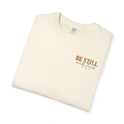 Be Still Scenic T-Shirt — "Be Still and Know" Mountain Lake Tee