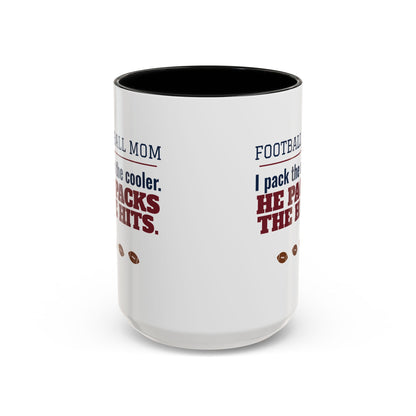 Football Mom Mug, I Pack the Cooler, He Packs the Hits
