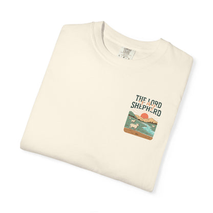 The Lord Is My Shepherd T-Shirt — Psalm 23 Scenic Faith Tee