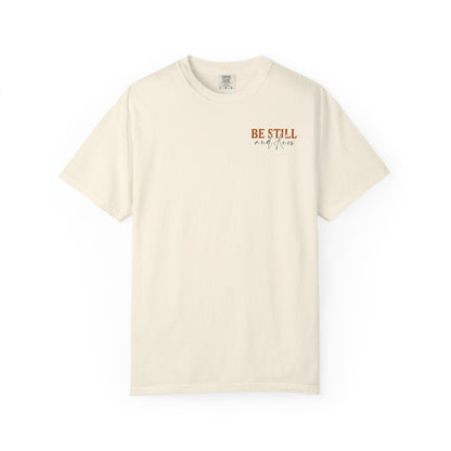 Be Still Scenic T-Shirt — "Be Still and Know" Mountain Lake Tee