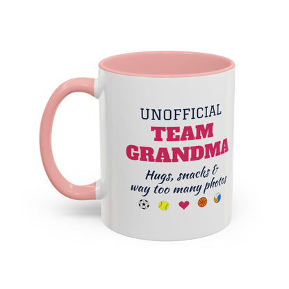 Unofficial Team Grandma Coffee Mug, Hugs, Snacks and Way Too Many Photos