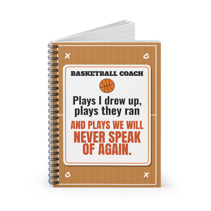 Basketball Coach Spiral Notebook, Plays I Drew Up, Plays They Ran and Plays We Will Never Speak Of Again
