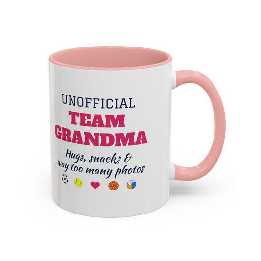 Unofficial Team Grandma Coffee Mug, Hugs, Snacks and Way Too Many Photos