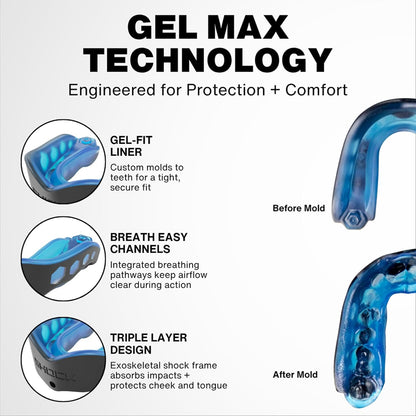 Shock Doctor Gel Max Mouthguard - Includes Attachable Tether