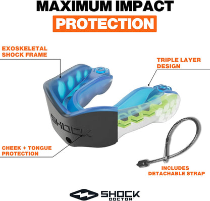 Shock Doctor Gel Max Mouthguard - Includes Attachable Tether