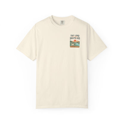 The Lord Is My Shepherd T-Shirt — Psalm 23 Scenic Faith Tee