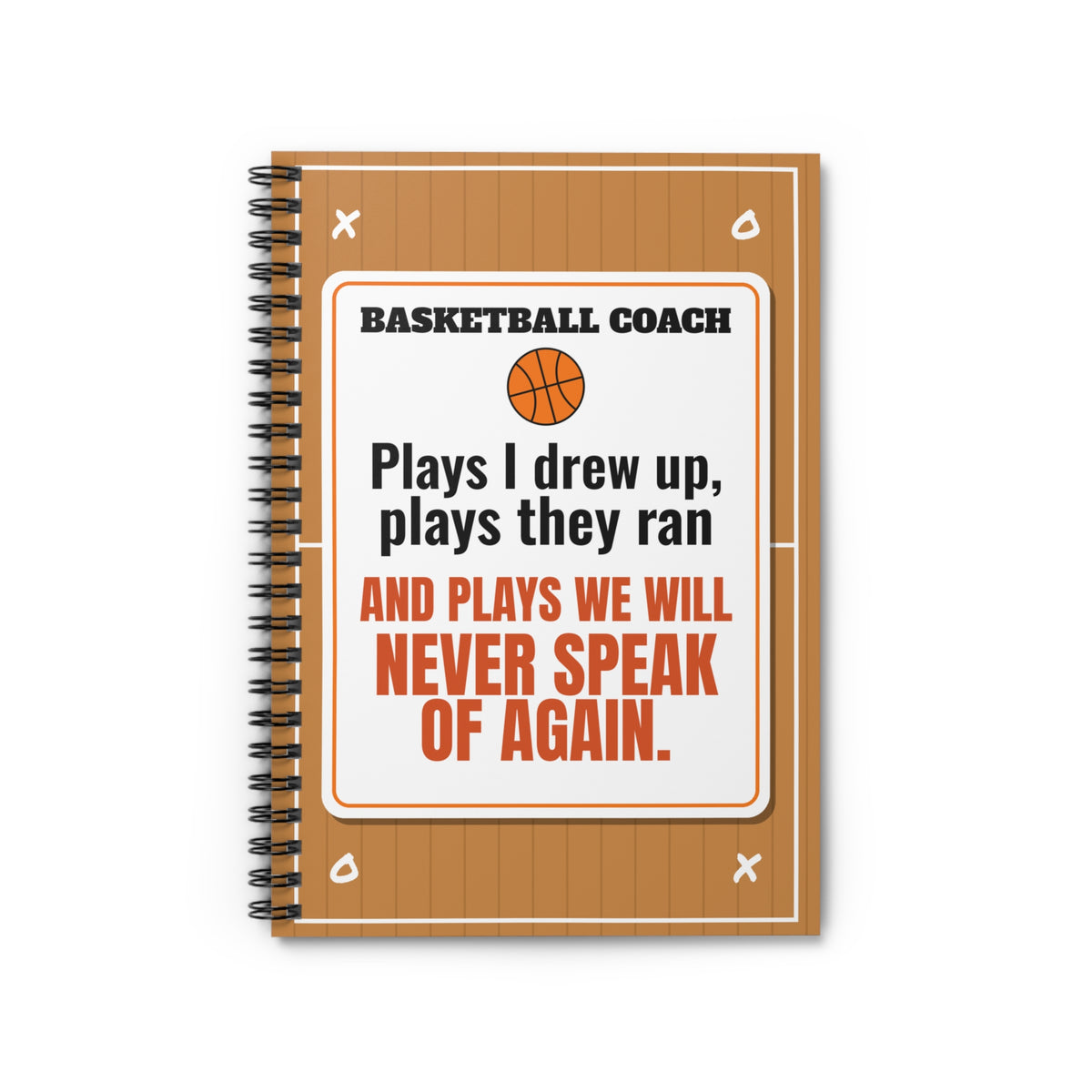 Basketball Coach Spiral Notebook, Plays I Drew Up, Plays They Ran and Plays We Will Never Speak Of Again