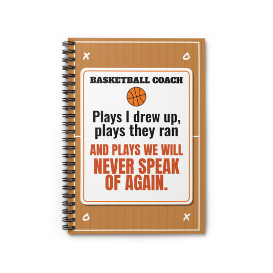 Basketball Coach Spiral Notebook, Plays I Drew Up, Plays They Ran and Plays We Will Never Speak Of Again
