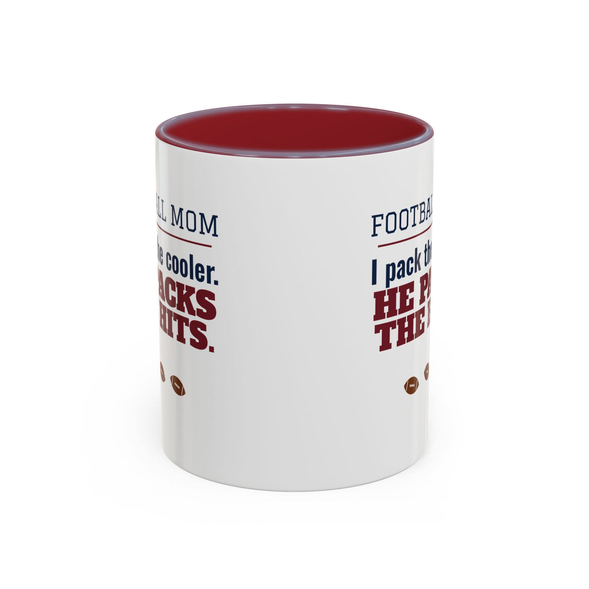 Football Mom Mug, I Pack the Cooler, He Packs the Hits