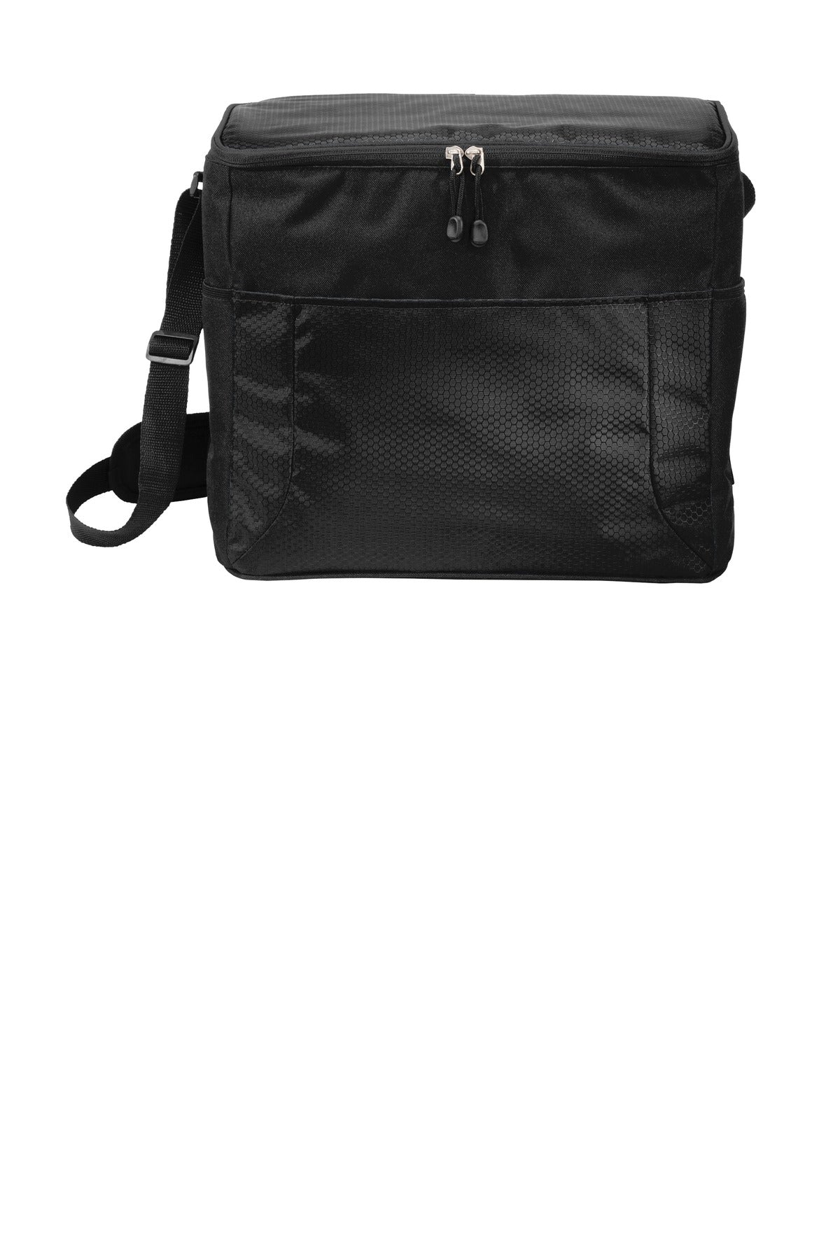 Black bag with a strap on a white background