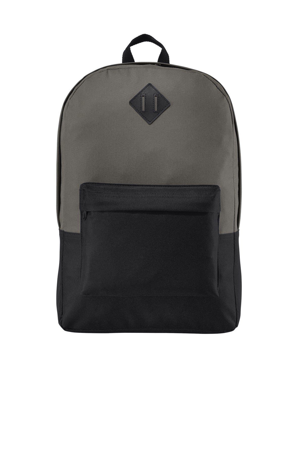 Gray and black backpack on a white background