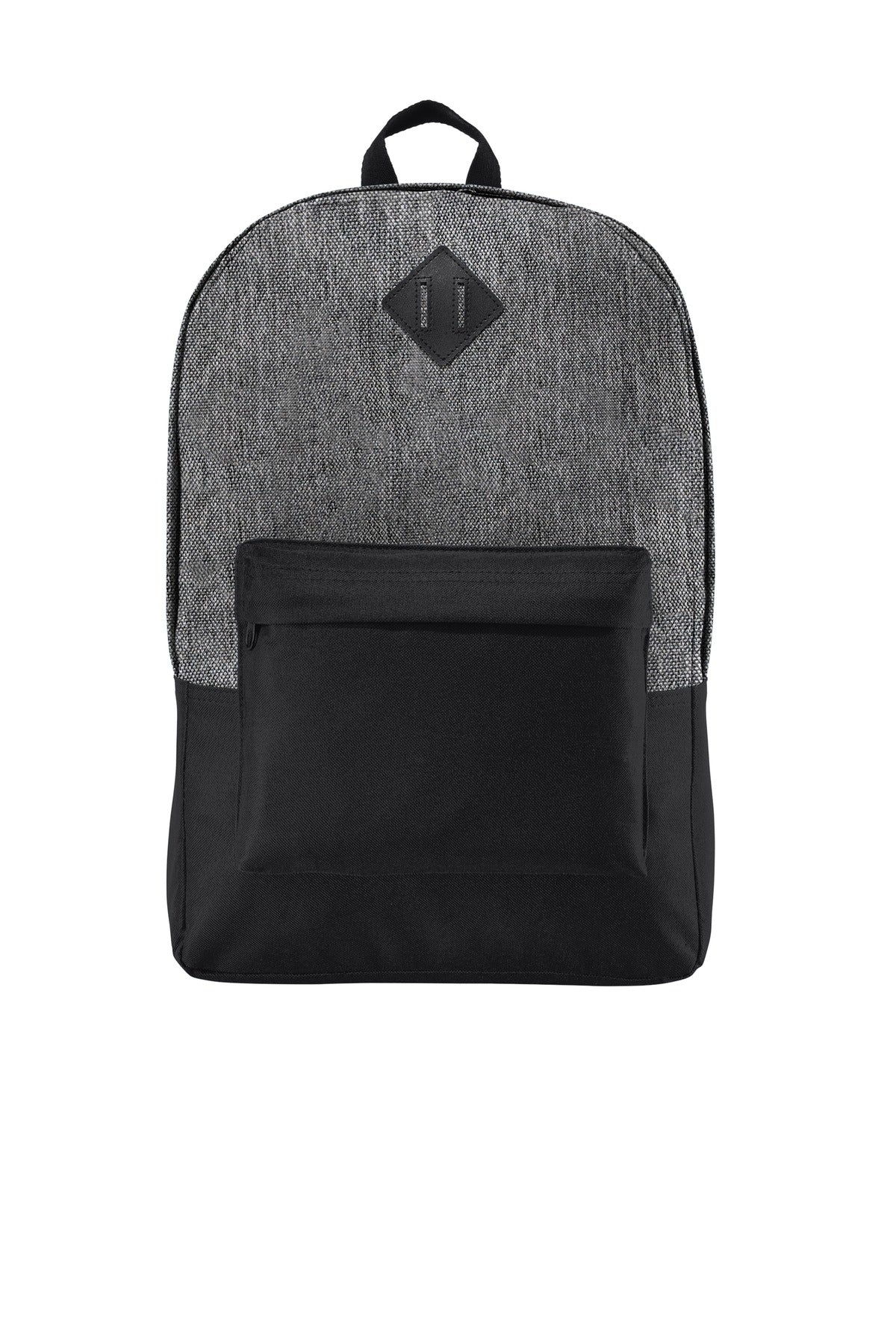 Gray and black backpack on a white background