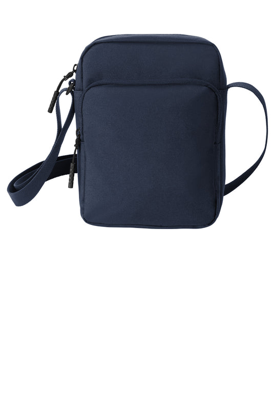 Navy blue crossbody bag on a white background